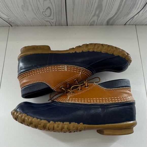 VTG. LL BEAN Women’s Sz 10/Men’s Size 8 Rubber Gum Shoes Made USA Brown Blue - Picture 2 of 11
